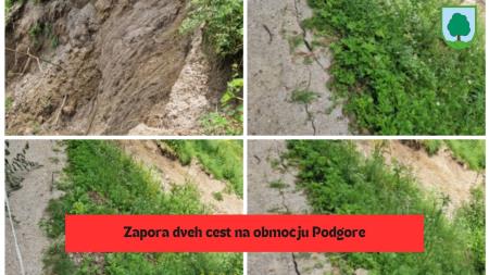 Zapora dveh cest na področju Podgore